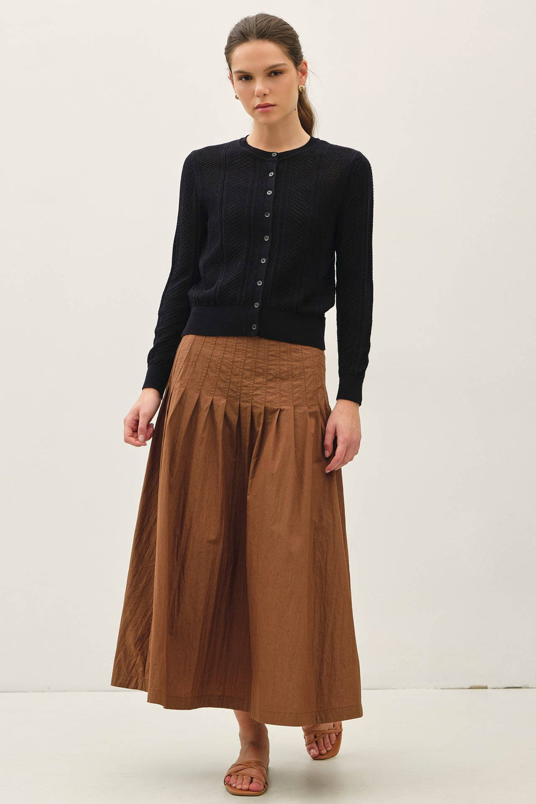 POINTELLE CROPPED SLIM CARDIGAN BC642