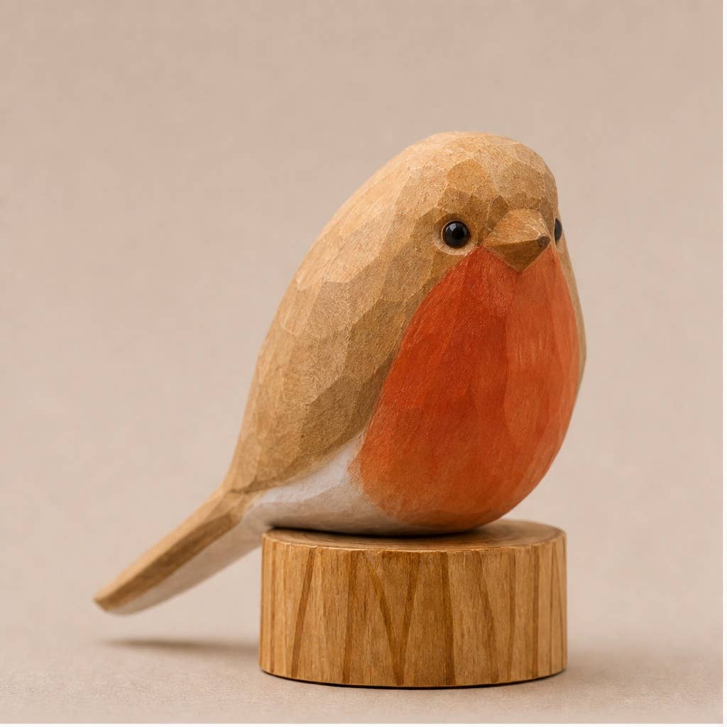 Artisan Hand-Carved Basswood Bird Figurine