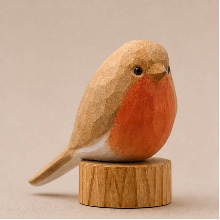 Artisan Hand-Carved Basswood Bird Figurine