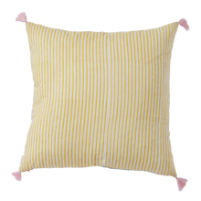 Load image into Gallery viewer, Cushion cover printed with Indian flowers and stripes Sakura