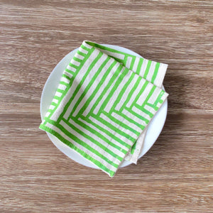 Natural Cotton Cloth Napkins, Fresh Painterly Stripes BB22