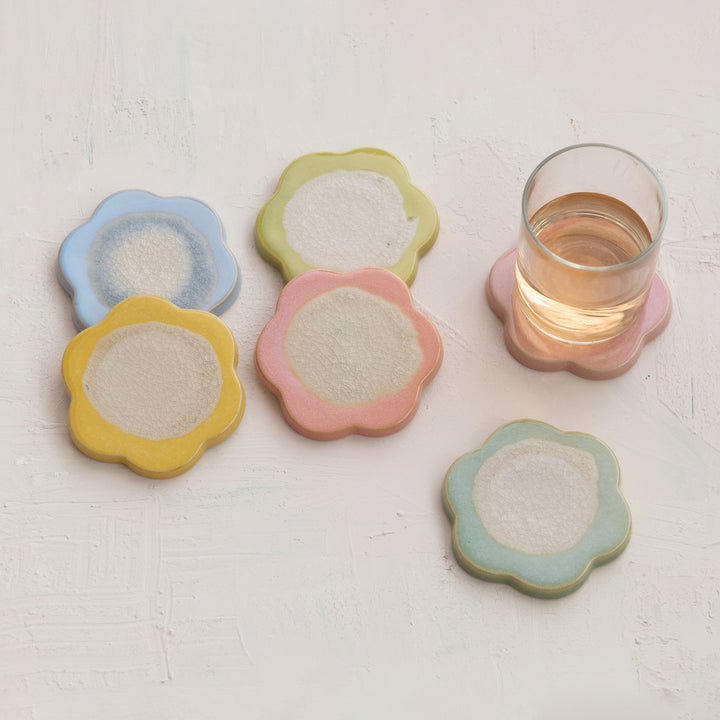 Stoneware Flower Shaped Coaster