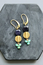 Load image into Gallery viewer, LEXE22 Blue goldstone and aqua earrings
