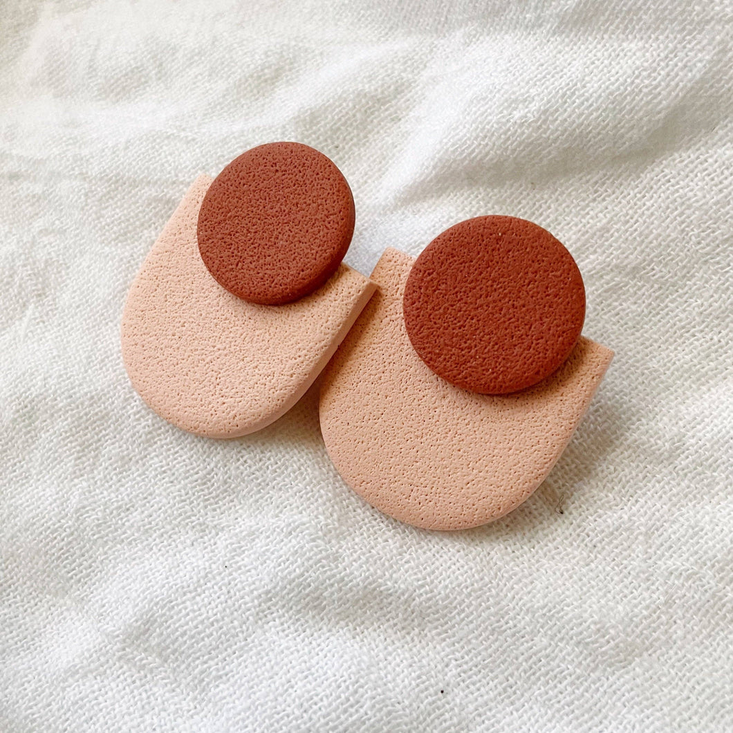 Etta | Two-toned Statement Stud Polymer Clay Earrings