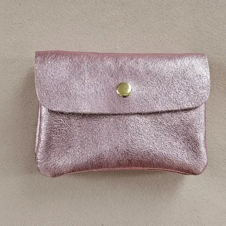 Metallic leather Kangoo wallet: Rose RM349