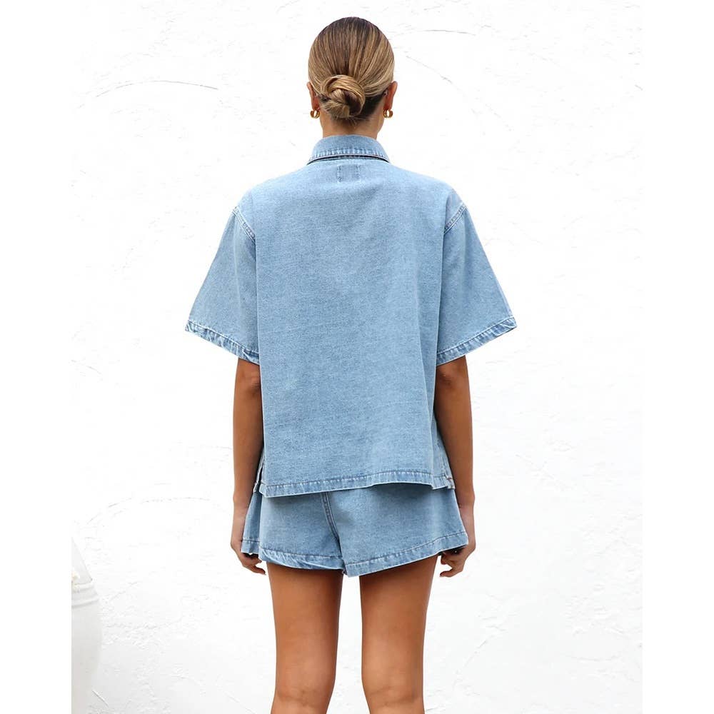 Short sleeve and shorts Denim set