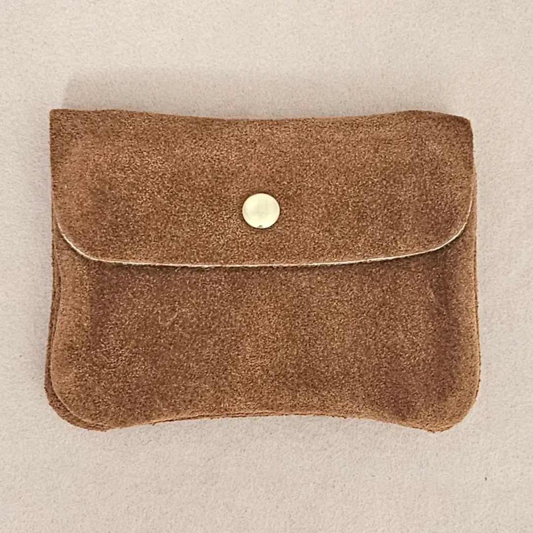 Kangood suede-effect leather coin purse: Amande daim