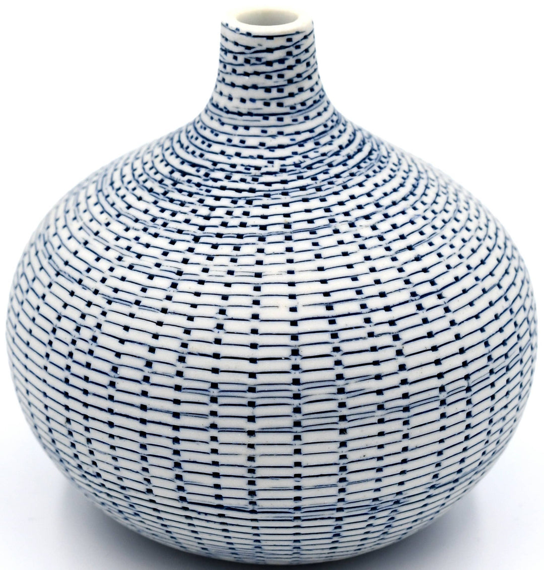 524W71BLUE CONGO TINY L-Handcrafted Porcelain Bud Vase