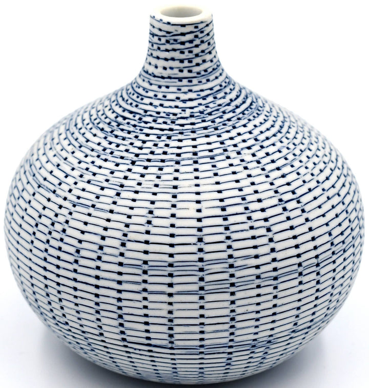 524W71BLUE CONGO TINY L-Handcrafted Porcelain Bud Vase