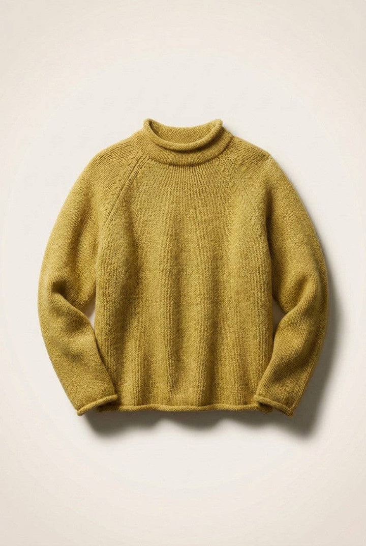 Striped Mock Neck Cotton Knit Sweater