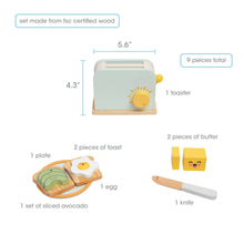 Load image into Gallery viewer, Brunch Time Wooden Toaster Set, Developmental Toy