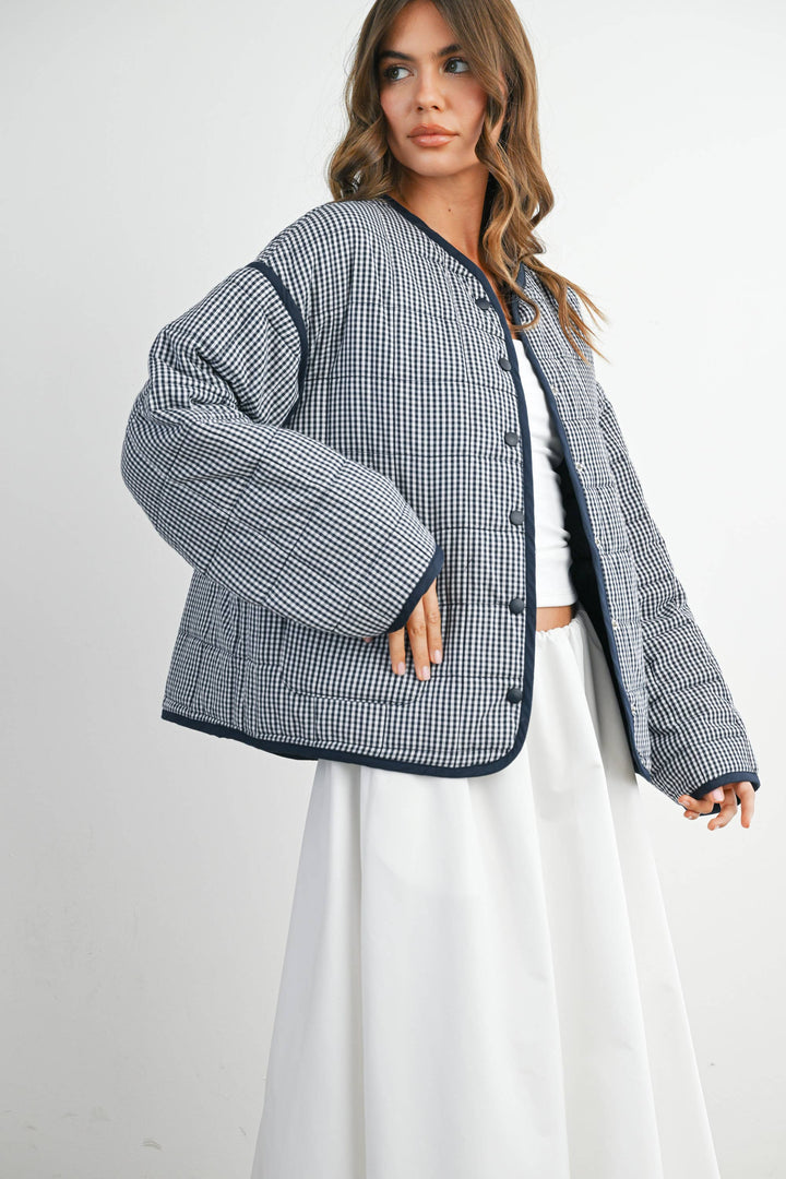 Buttoned Quilted Puffer Jacket - BMJ78