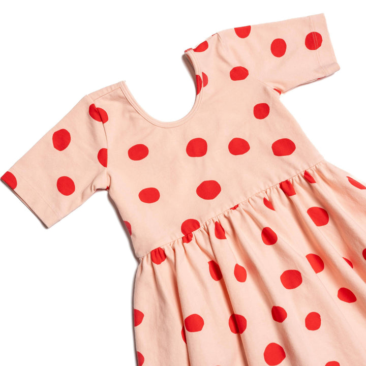 The Short Sleeve Ballet Dress in Blush Dot AM32