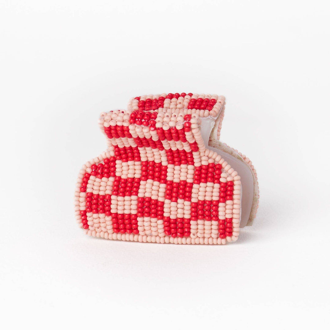 Gia Petite Multi-Color Checked Claw Red + Light Pink Check