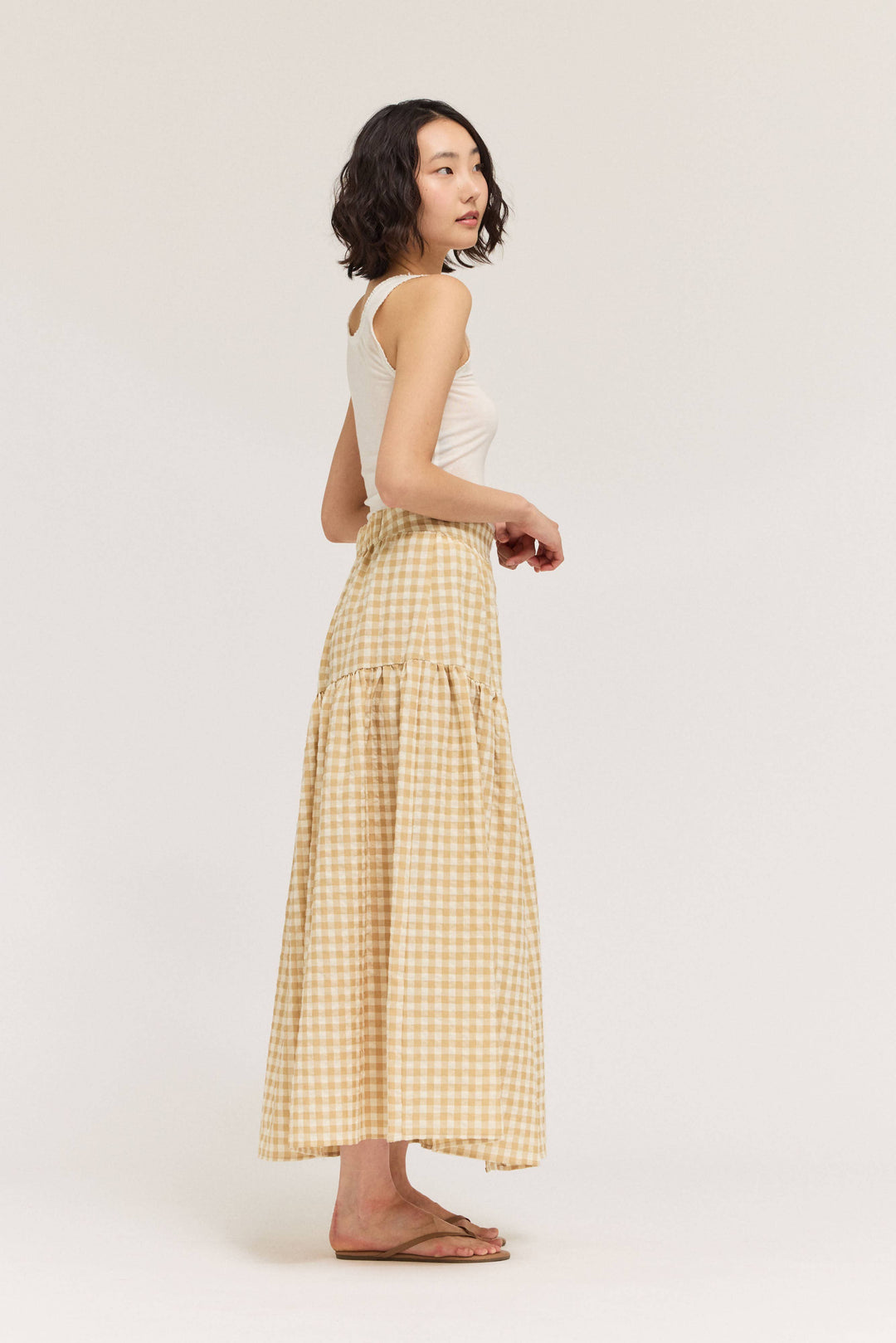 50711 - FRONT BUTTON CHECK SKIRT
