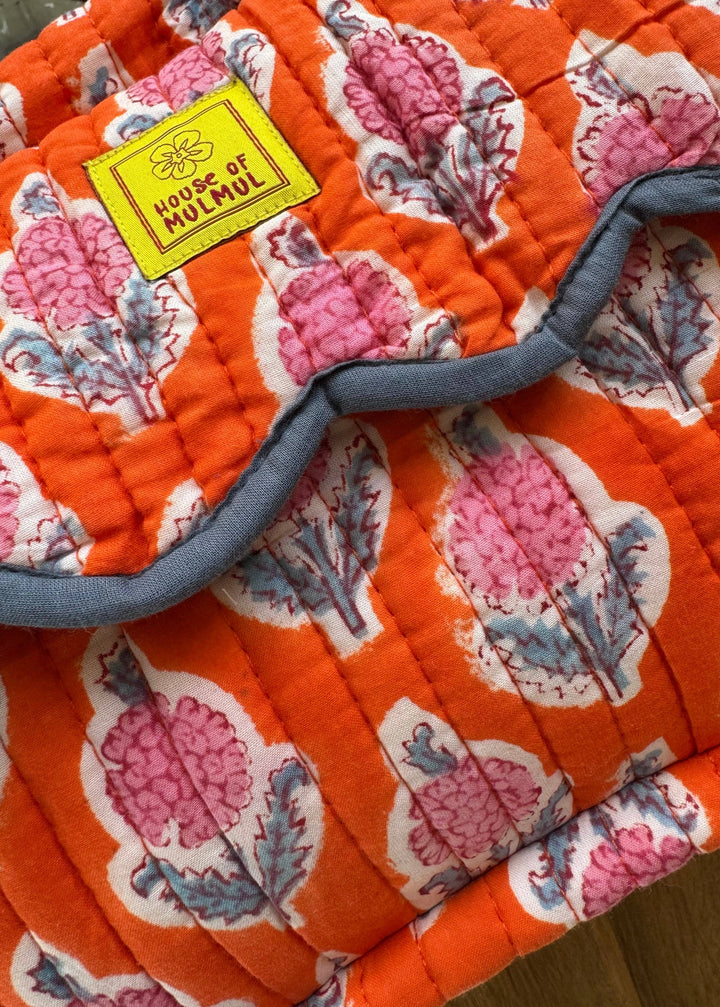Block print Travel Makeup Bag - Orange