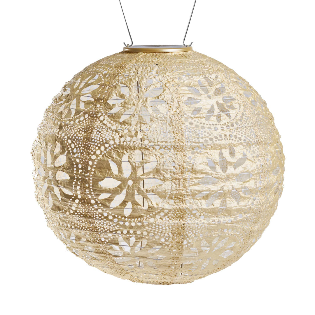 Stella Boho 12" Globe Solar Lantern - Pearl