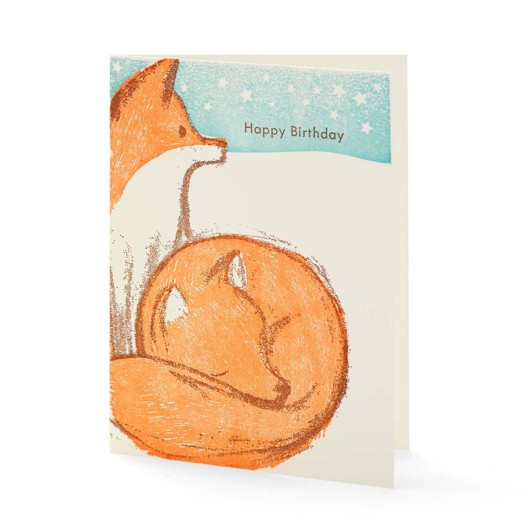 Foxes Happy Birthday A2 Card