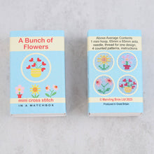 Load image into Gallery viewer, Bunch Of Flowers Mini Hoop Cross Stitch Kit In A Matchbox