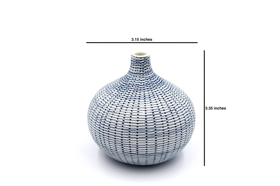 524W71BLUE CONGO TINY L-Handcrafted Porcelain Bud Vase