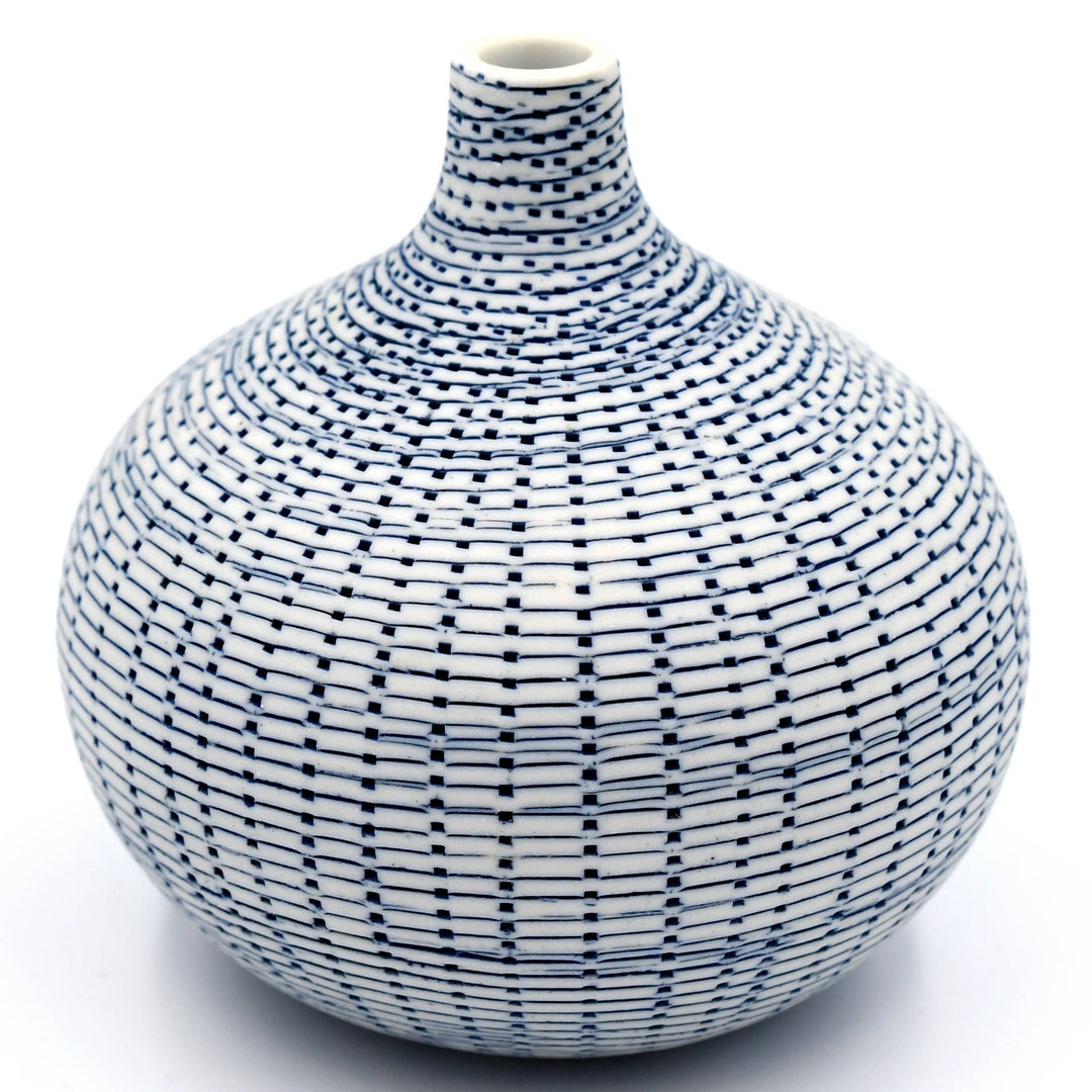 524W71BLUE CONGO TINY L-Handcrafted Porcelain Bud Vase