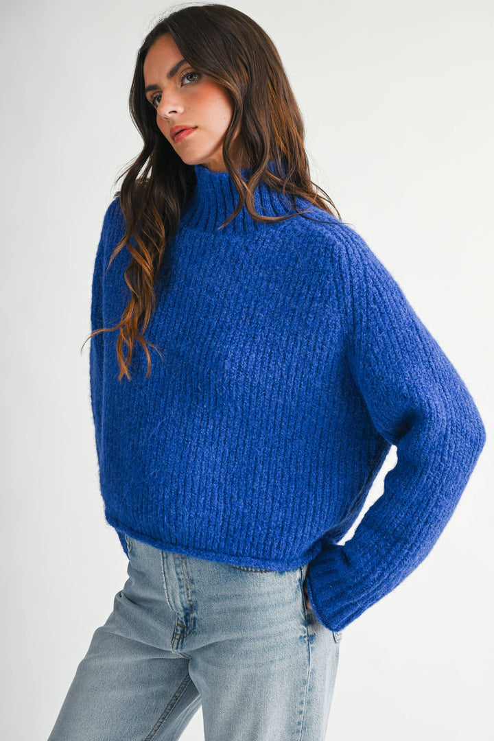 348K Soft Brushed Mock Neck Sweater