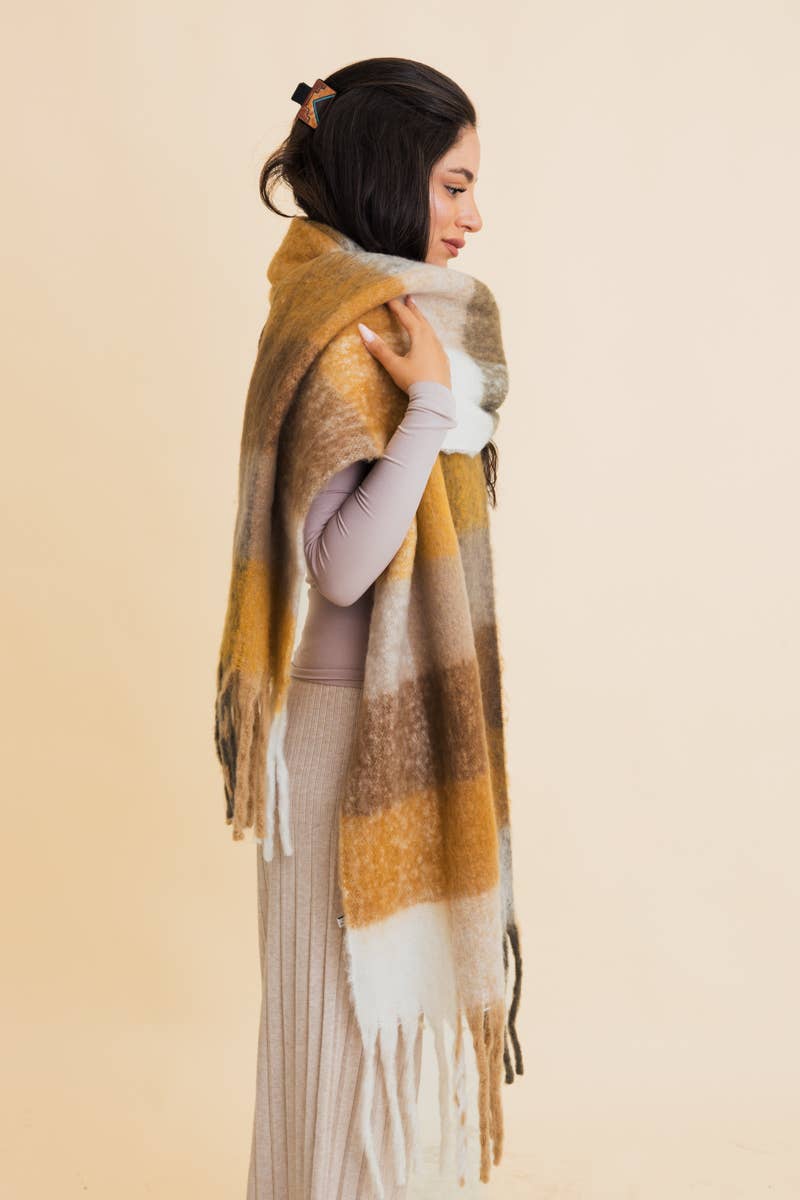 Cozy Breeze Oversized Fringe Scarf - Fall &amp; Winter Essential LT223