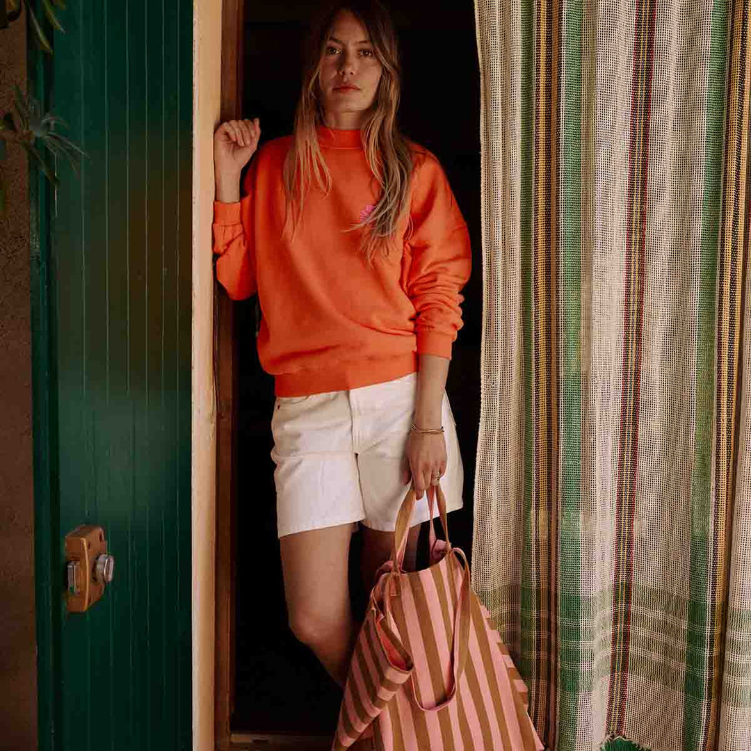 ELISA TOTE BAG STRIPES CARAMEL / STRAWBERRY