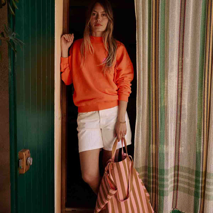 ELISA TOTE BAG STRIPES CARAMEL / STRAWBERRY