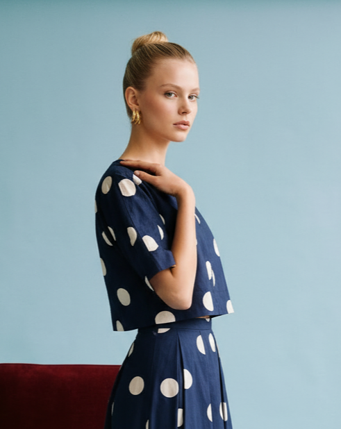 Polka Dot Back-Tie Top HS223