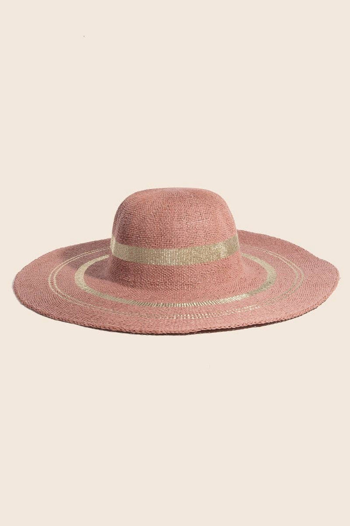 Metallic Accent Trim Floppy Sun Hat