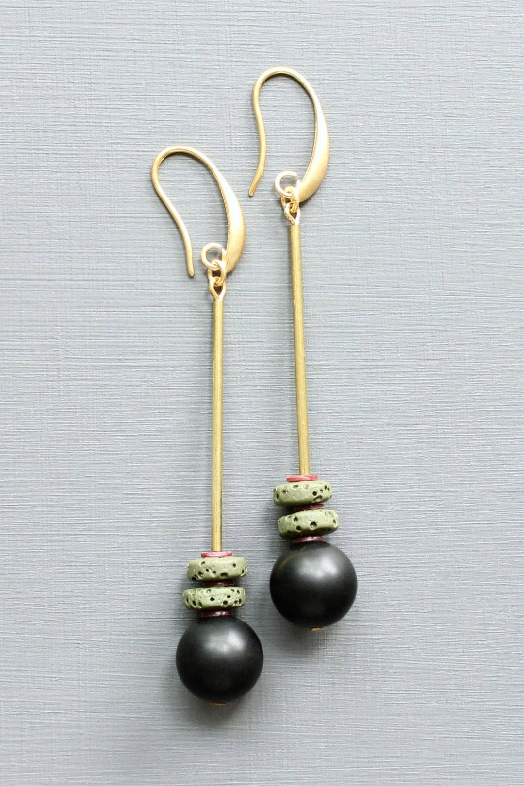LEXE45 Black and moss geometric earrings