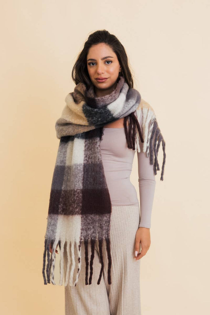 Cozy Breeze Oversized Fringe Scarf - Fall &amp; Winter Essential LT223