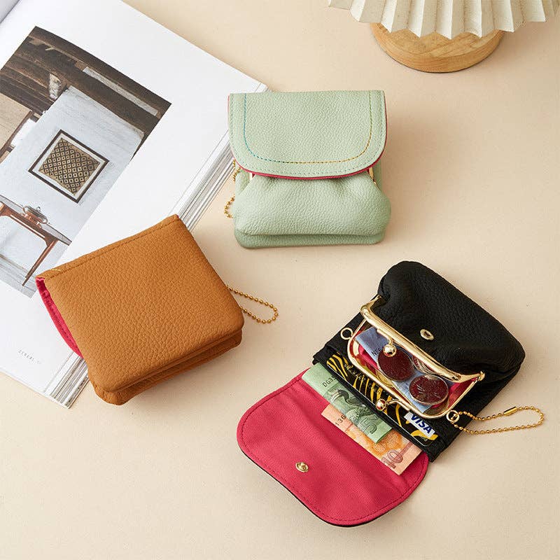 Top Grain Leather Creative Cute Snap Button Coin SP94
