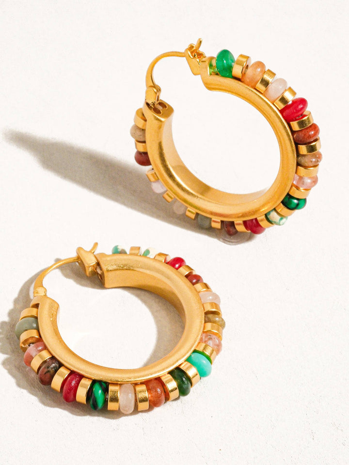 Capri 18K Gold Color Beaded Resort Hoop Earring FLA08