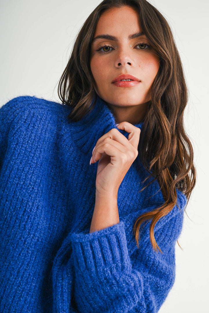 348K Soft Brushed Mock Neck Sweater