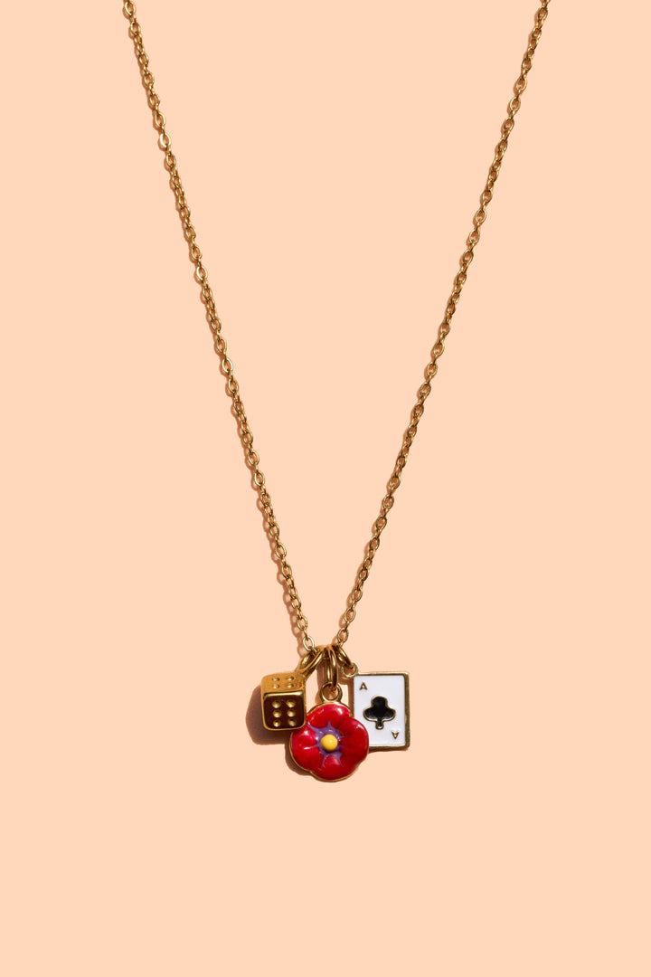 Lucky Poppy Necklace - 18K Gold Plated