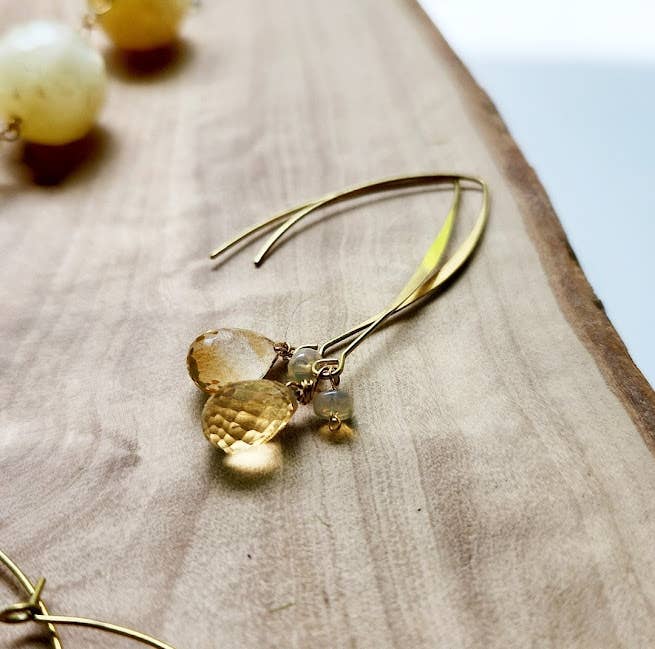 Citrine/Ethiopian Opal &amp; Amethyst/Tanzanite Dangle Earrings