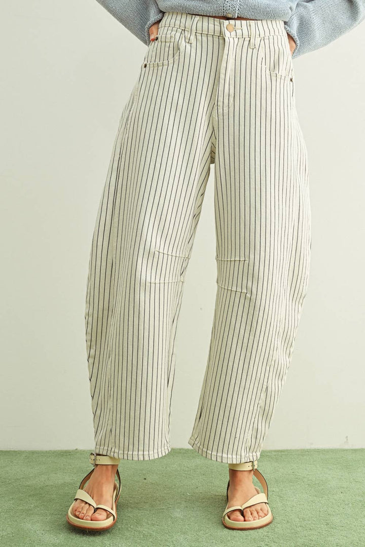 PINSTRIPED BARREL PANTS MM763