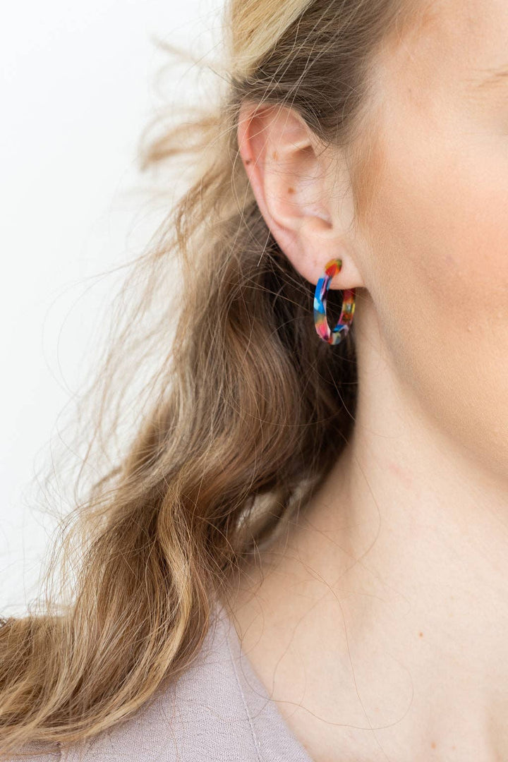 Cam Mini Hoops - Fiesta // Jewelry, Earrings, Best Seller, Gift SS524