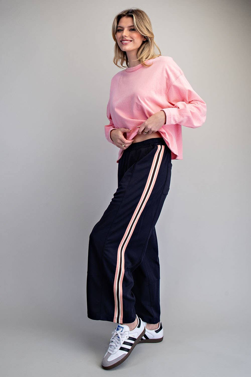 SIDE STRIPE ELASTIC WAIST SPORTY PANTS