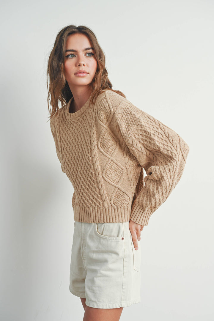 Fall Casual Solid Cable Knit Sweater - BMW719