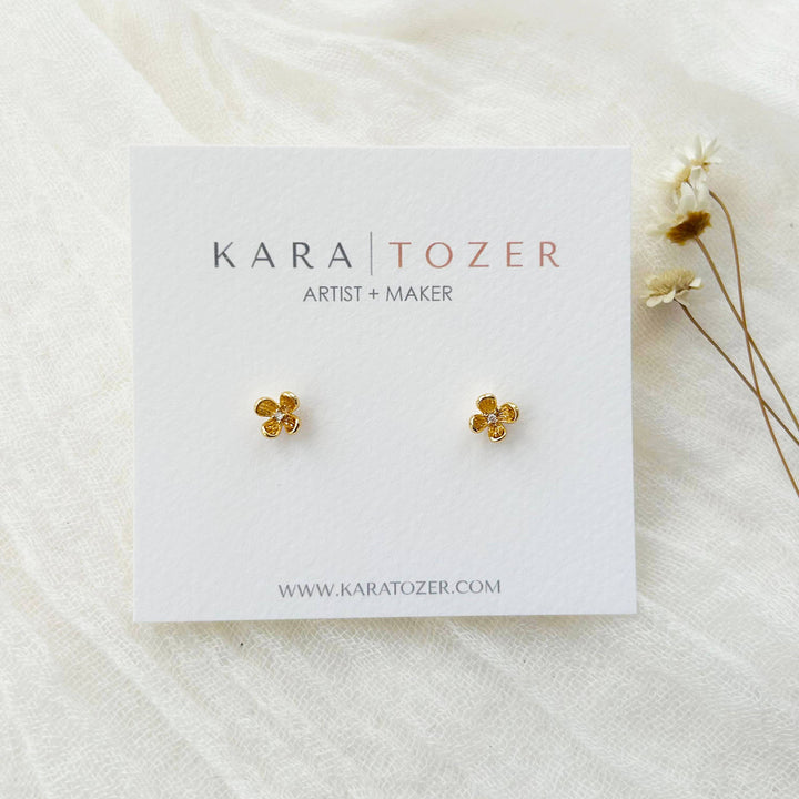 Dainty Gold Flower Studs 