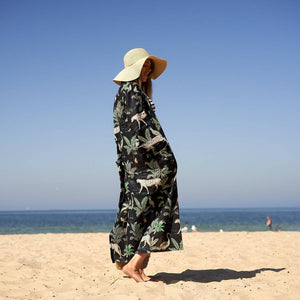 ‘Midnight Jungle’ 100% Cotton Kimono Robe