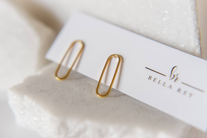 Carlysle gold plated oval studs-hypoallergenic-small BRE52
