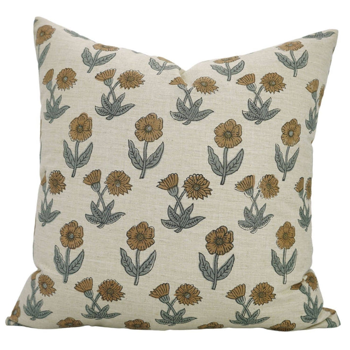 Designer Block Print Linen Blend Pillow Cover - Kirti FB05