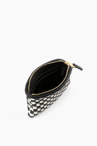 The Woven Wallet - Faux Leather Zipper Checkered Wristlet