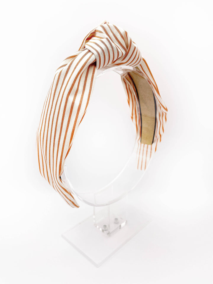 Copper Striped Knotted Headbands For Women, Tan Headbands