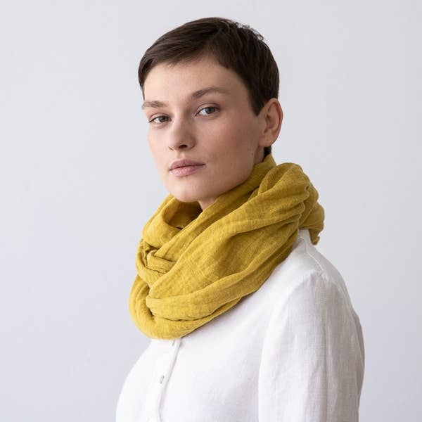 Linen Scarf Mustard Garza LM222