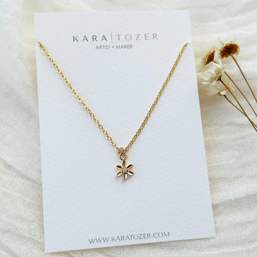 Dainty Gold Daisy Necklace KT976